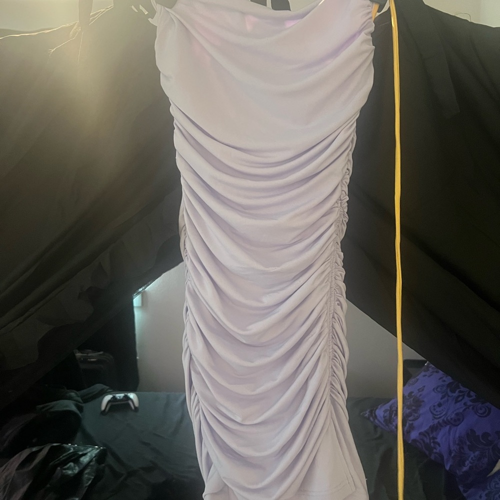 Elegant Lavender Ruched Dress